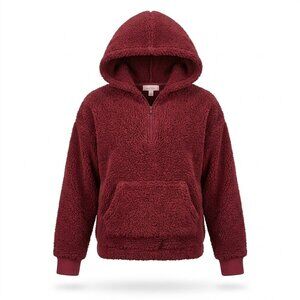 Sunset West Plush Fleece 1/4 Zip Hooded Sweatshirt Girls' Size Large